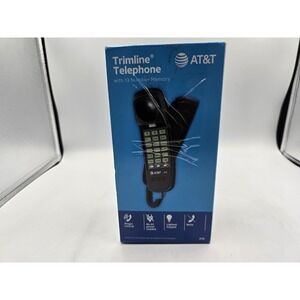 AT&T 210 Basic Trimline Corded Phone, No AC Power Required Wall-Mountable Black